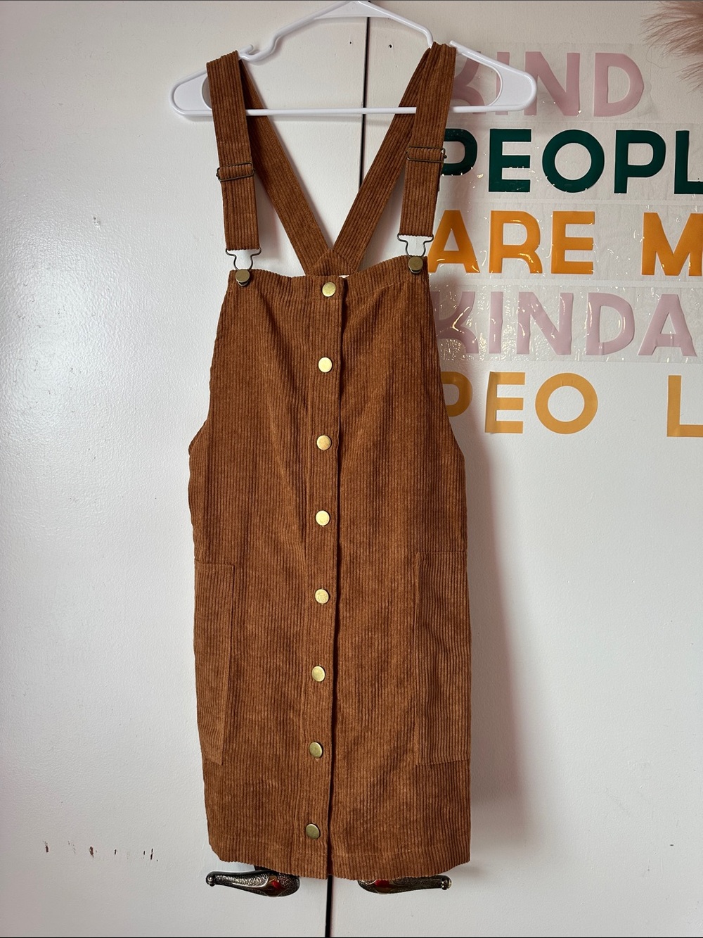 Corduroy Button-Front Overall Dress